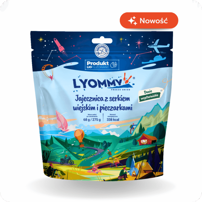 Jajecznica z serkiem wiejskim i pieczarkami